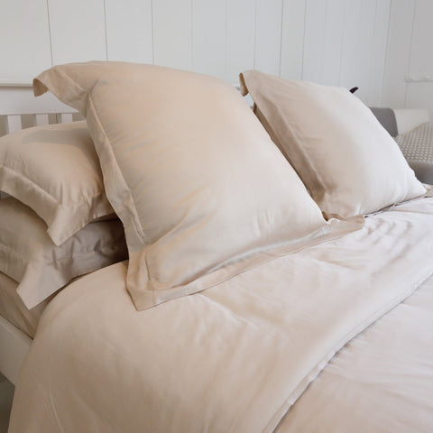 Ethical bedding stock photo of pink bed