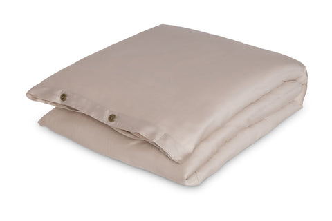 ethical bedding's eucalyptus silk duvet cover in pearl wheat