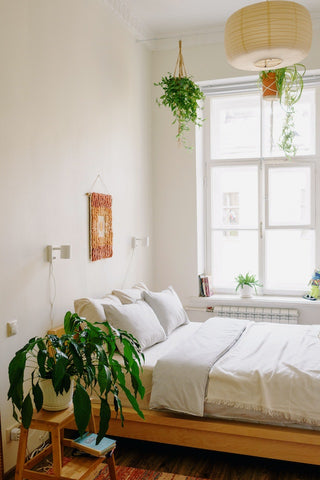 neat bedroom design with plants