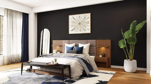 bedroom with decadent headboard