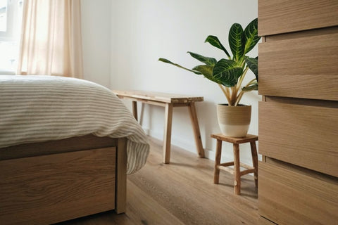 natural bedroom with hardwood floor